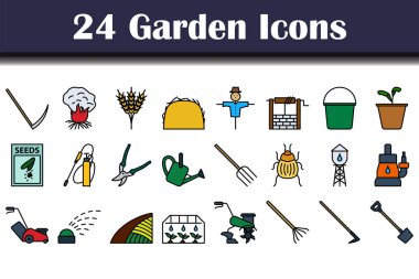 Bahçe Simgesi Seti. Renk Doldurma Tasarımı ile Düzenlenebilir Kalın Tasarım. Vektör İllüstrasyonu.