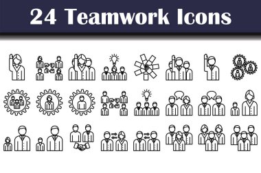 Takım çalışması Simgesi Ayarlandı. Düzenlenebilir genişlikte kalın tasarım. Vektör İllüstrasyonu.