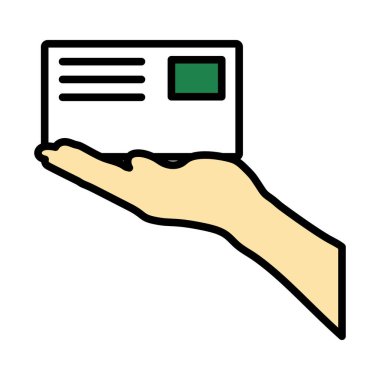 El Tutma Mektubu Simgesi. Renk Doldurma Tasarımı ile Düzenlenebilir Kalın Tasarım. Vektör İllüstrasyonu.