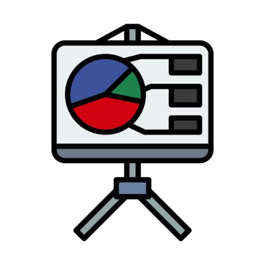 Sunum Simgesi Durağı. Renk Doldurma Tasarımı ile Düzenlenebilir Kalın Tasarım. Vektör İllüstrasyonu.