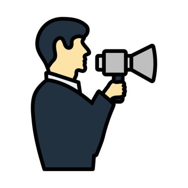 Ağızlıklı İnsan Simgesi. Renk Doldurma Tasarımı ile Düzenlenebilir Kalın Tasarım. Vektör İllüstrasyonu.