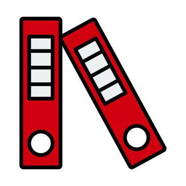 Klipsli klasörlerin simgesi. Renk Doldurma Tasarımı ile Düzenlenebilir Kalın Tasarım. Vektör İllüstrasyonu.