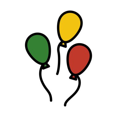 Parti Balonları ve Yıldızlar Simgesi. Renk Doldurma Tasarımı ile Düzenlenebilir Kalın Tasarım. Vektör İllüstrasyonu.