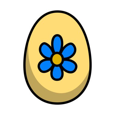 Easter Egg With Ornate Icon. Editable Bold Outline With Color Fill Design. Vector Illustration.