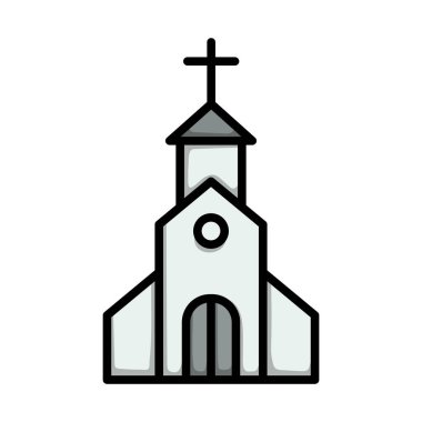 Church Icon. Editable Bold Outline With Color Fill Design. Vector Illustration.