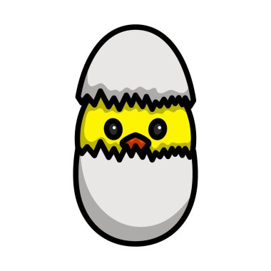 Easter Chicken In Egg Icon. Editable Bold Outline With Color Fill Design. Vector Illustration.