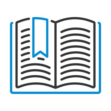 Yer İmli Açık Kitap Simgesi. Renk Doldurma Tasarımı ile Düzenlenebilir Kalın Tasarım. Vektör İllüstrasyonu.
