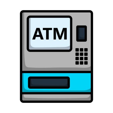 ATM Simgesi. Renk Doldurma Tasarımı ile Düzenlenebilir Kalın Tasarım. Vektör İllüstrasyonu.