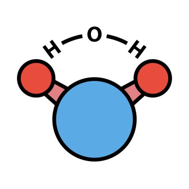 Kimyasal Molekül Suyu Simgesi. Renk Doldurma Tasarımı ile Düzenlenebilir Kalın Tasarım. Vektör İllüstrasyonu.