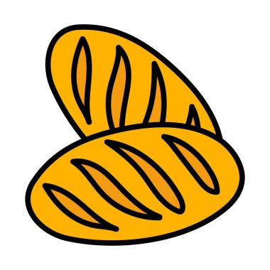 Ekmek Simgesi. Renk Doldurma Tasarımı ile Düzenlenebilir Kalın Tasarım. Vektör İllüstrasyonu.