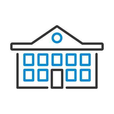 Okul Binası Simgesi. Renk Doldurma Tasarımı ile Düzenlenebilir Kalın Tasarım. Vektör İllüstrasyonu.