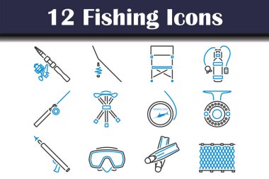 Balık Simgesi Seti. Renk Doldurma Tasarımı ile Düzenlenebilir Kalın Tasarım. Vektör İllüstrasyonu.