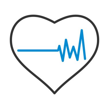 Kalp ikonu ve kalp diyagramı. Renk Doldurma Tasarımı ile Düzenlenebilir Kalın Tasarım. Vektör İllüstrasyonu.