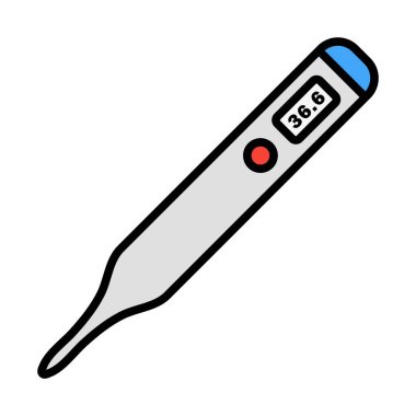 Tıbbi Termometre Simgesi. Renk Doldurma Tasarımı ile Düzenlenebilir Kalın Tasarım. Vektör İllüstrasyonu.