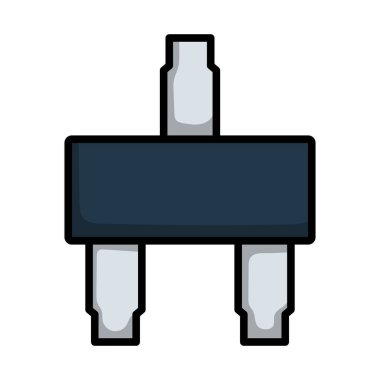 SMD Transistör Simgesi. Renk Doldurma Tasarımı ile Düzenlenebilir Kalın Tasarım. Vektör İllüstrasyonu.