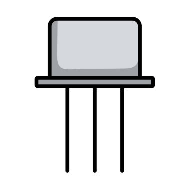 Transistör Simgesi. Renk Doldurma Tasarımı ile Düzenlenebilir Kalın Tasarım. Vektör İllüstrasyonu.