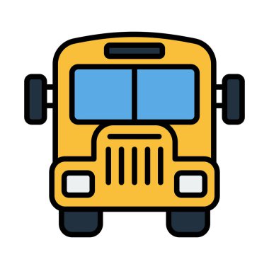 Okul servisinin ikonu. Renk Doldurma Tasarımı ile Düzenlenebilir Kalın Tasarım. Vektör İllüstrasyonu.