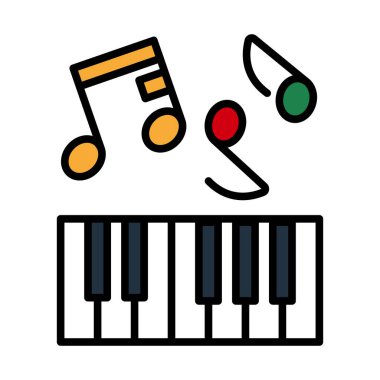 Icon Of Piano Keyboard. Editable Bold Outline With Color Fill Design. Vector Illustration. clipart