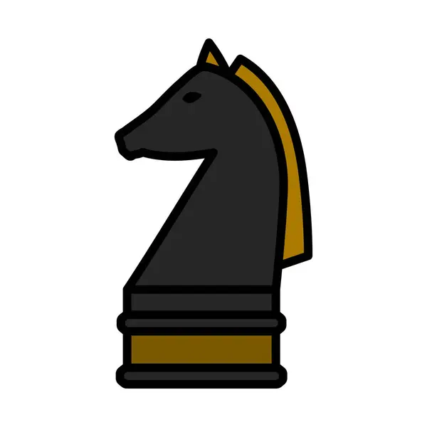 Ікона Шахового Коня Сміливий Контур Дизайном Заповнення Кольорів Векторна Ілюстрація Стокова Ілюстрація