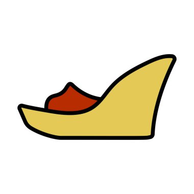 Platform Ayakkabı Simgesi. Renk Doldurma Tasarımı ile Düzenlenebilir Kalın Tasarım. Vektör İllüstrasyonu.