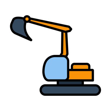 İnşaat Buldozer Simgesi. Renk Doldurma Tasarımı ile Düzenlenebilir Kalın Tasarım. Vektör İllüstrasyonu.