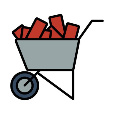 İnşaat Arabası Simgesi. Renk Doldurma Tasarımı ile Düzenlenebilir Kalın Tasarım. Vektör İllüstrasyonu.