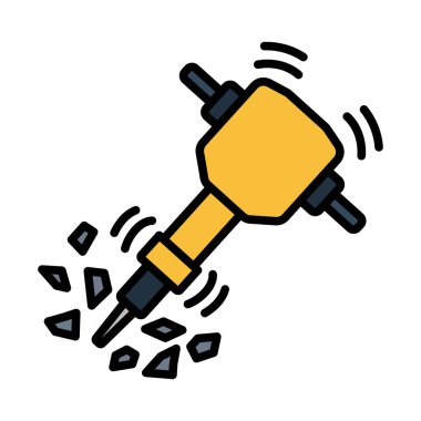 İnşaat matkabı ikonu. Renk Doldurma Tasarımı ile Düzenlenebilir Kalın Tasarım. Vektör İllüstrasyonu.