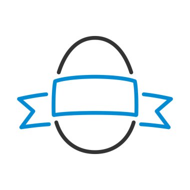 Easter Egg With Ribbon Icon. Editable Bold Outline With Color Fill Design. Vector Illustration.