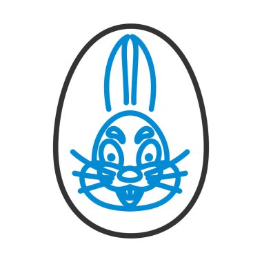 Easter Egg With Rabbit Icon. Editable Bold Outline With Color Fill Design. Vector Illustration.