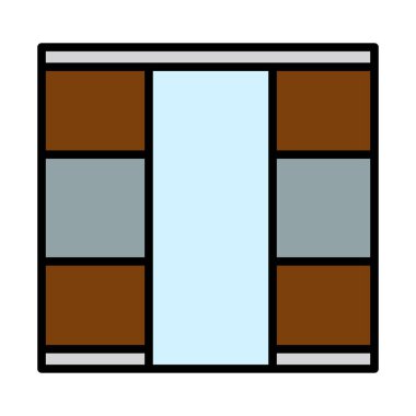 Dolap Dolabı Simgesi. Renk Doldurma Tasarımı ile Düzenlenebilir Kalın Tasarım. Vektör İllüstrasyonu.