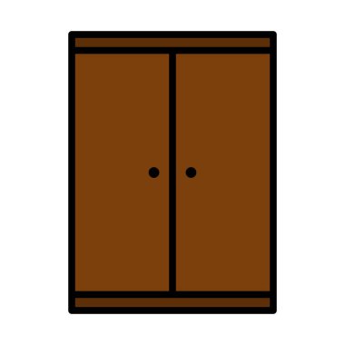 Çocuk Dolabı Simgesi. Renk Doldurma Tasarımı ile Düzenlenebilir Kalın Tasarım. Vektör İllüstrasyonu.