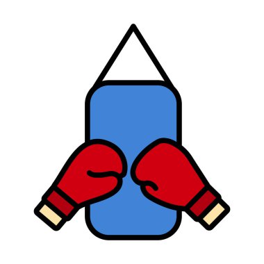 Boks Armudu ve Eldiveni ikonu. Renk Doldurma Tasarımı ile Düzenlenebilir Kalın Tasarım. Vektör İllüstrasyonu.