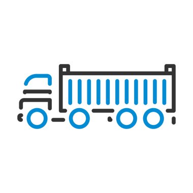 Konteynır Kamyonu Simgesi. Renk Doldurma Tasarımı ile Düzenlenebilir Kalın Tasarım. Vektör İllüstrasyonu.