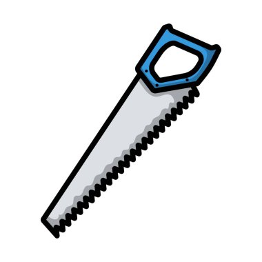 El Testere Simgesi. Renk Doldurma Tasarımı ile Düzenlenebilir Kalın Tasarım. Vektör İllüstrasyonu.