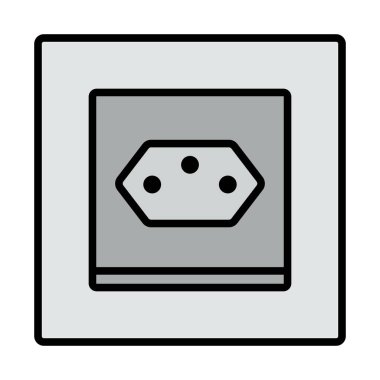 İsviçre Elektrik Soket Simgesi. Renk Doldurma Tasarımı ile Düzenlenebilir Kalın Tasarım. Vektör İllüstrasyonu.