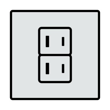 Japon Elektrik Soket Simgesi. Renk Doldurma Tasarımı ile Düzenlenebilir Kalın Tasarım. Vektör İllüstrasyonu.