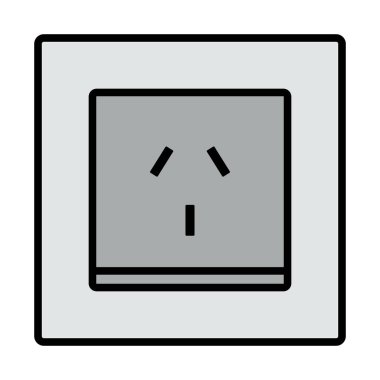 Çin Elektrik Soket Simgesi. Renk Doldurma Tasarımı ile Düzenlenebilir Kalın Tasarım. Vektör İllüstrasyonu.