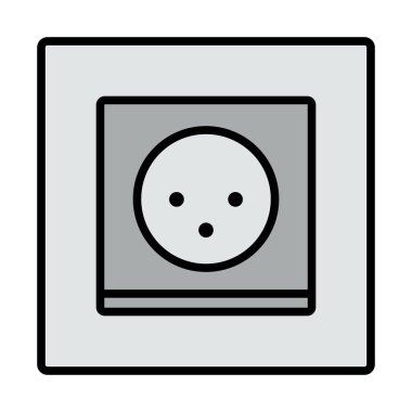 Güney Afrika Elektrik Soket Simgesi. Renk Doldurma Tasarımı ile Düzenlenebilir Kalın Tasarım. Vektör İllüstrasyonu.