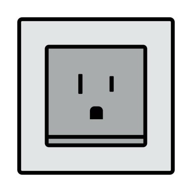ABD Elektrik Soket Simgesi. Renk Doldurma Tasarımı ile Düzenlenebilir Kalın Tasarım. Vektör İllüstrasyonu.