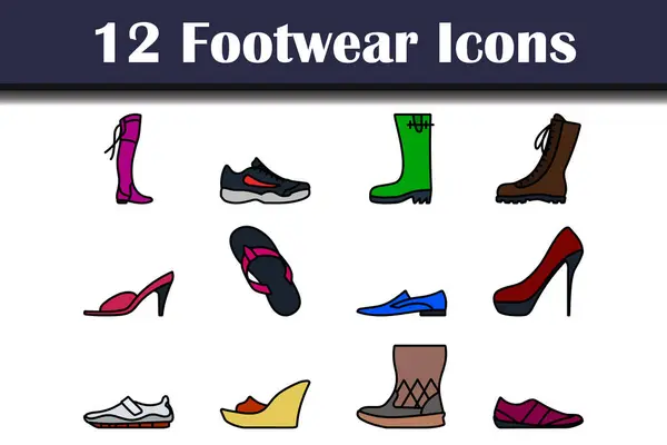 Footwear Icon Set Editable Bold Outline Color Fill Design Vector Royalty Free Stock Illustrations