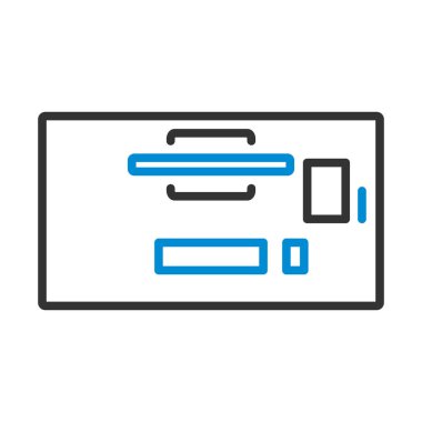 Ofis Masası Üst Görünüm Simgesi. Renk Doldurma Tasarımı ile Düzenlenebilir Kalın Tasarım. Vektör İllüstrasyonu.