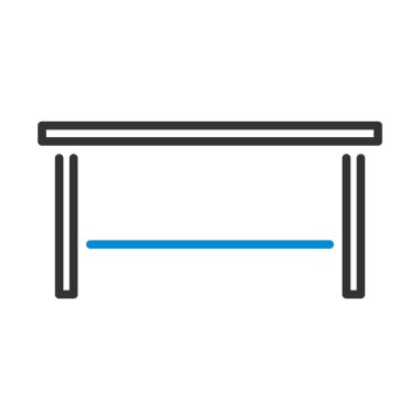 Ofis Masası Simgesi. Renk Doldurma Tasarımı ile Düzenlenebilir Kalın Tasarım. Vektör İllüstrasyonu.