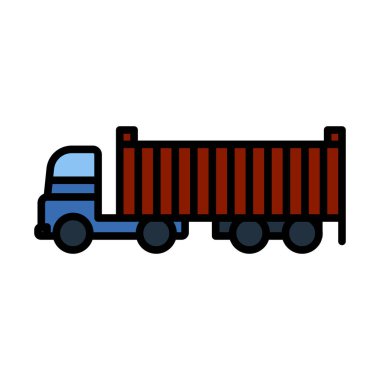 Konteynır Kamyonu Simgesi. Renk Doldurma Tasarımı ile Düzenlenebilir Kalın Tasarım. Vektör İllüstrasyonu.