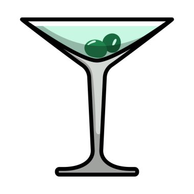 Zeytinli kokteyl bardağı ikonu. Renk Doldurma Tasarımı ile Düzenlenebilir Kalın Tasarım. Vektör İllüstrasyonu.