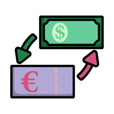 Para Takası Simgesi. Renk Doldurma Tasarımı ile Düzenlenebilir Kalın Tasarım. Vektör İllüstrasyonu.