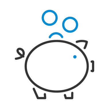 Altın Sikkeler Domuz Kumbarası Simgesine Düşüyor. Renk Doldurma Tasarımı ile Düzenlenebilir Kalın Tasarım. Vektör İllüstrasyonu.