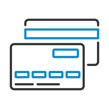 Kredi kartı simgesinin ön ve arka yüzü. Renk Doldurma Tasarımı ile Düzenlenebilir Kalın Tasarım. Vektör İllüstrasyonu.