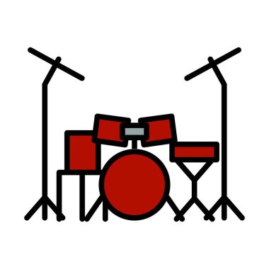 Drum Set Simgesi. Renk Doldurma Tasarımı ile Düzenlenebilir Kalın Tasarım. Vektör İllüstrasyonu.