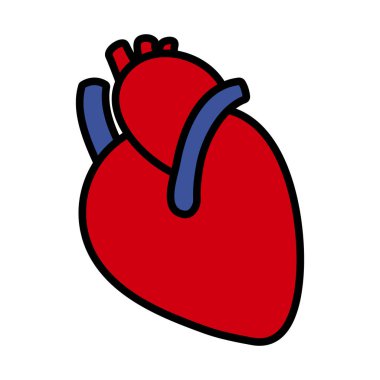 İnsan Kalbi Simgesi. Renk Doldurma Tasarımı ile Düzenlenebilir Kalın Tasarım. Vektör İllüstrasyonu.