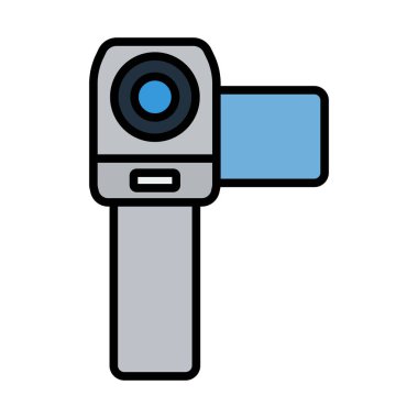 Video Kamera Simgesi. Renk Doldurma Tasarımı ile Düzenlenebilir Kalın Tasarım. Vektör İllüstrasyonu.